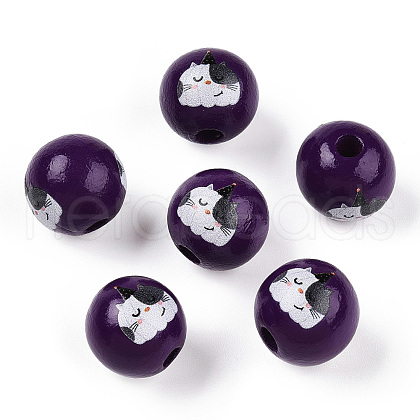 Halloween Theme Wood European Beads WOOD-N016-04M-1