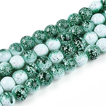 Transparent Baking Painted Glass Beads Strands DGLA-N009-10mm-06-1
