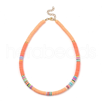 Handmade Polymer Clay Heishi Beaded Necklaces X-NJEW-JN02910-03-1
