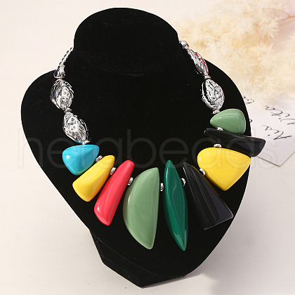 Resin Irregular Beaded Bib Necklaces FS-WG5D234-05-1