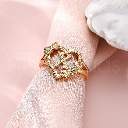 Heart with Flower Hollow Out Brass Finger Rings FS-WG99C3E-24-1
