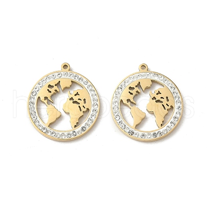 304 Stainless Steel Rhinestone Pendants STAS-V015-08G-1