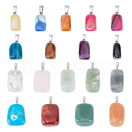 Natural Mixed Gemstone Pendants G-PH0001-07-1