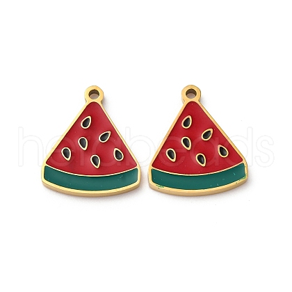 Fruit Seris 304 Stainless Steel Enamel Charms STAS-U060-03G-15-1