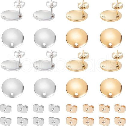 Unicraftale 40Pcs 2 Colors 304 Stainless Steel Stud Earring Findings STAS-UN0022-86-1