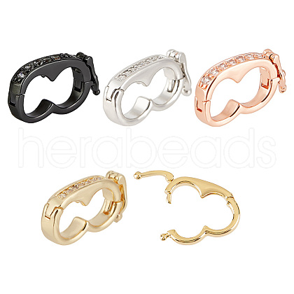 DELORIGIN 4Pcs 4 Styles Brass Micro Pave Clear Cubic Zirconia Twister Clasps ZIRC-DR0001-03-1
