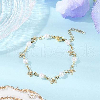 304 Stainless Steel Butterfly Link Bracelets for Women BJEW-JB11622-1