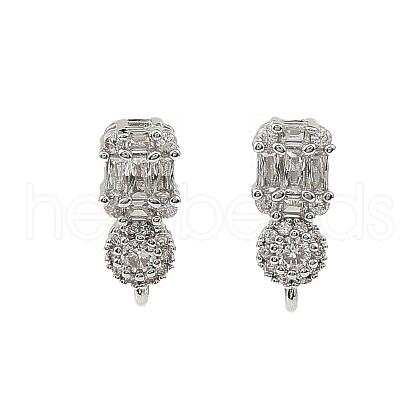 Brass Micro Pave Clear Cubic Zirconia Stud Earring Findings KK-C107-06P-1