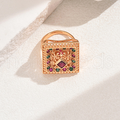 Brass Micro Pave Cubic Zirconia Finger Rings for Women RI6796-1-1