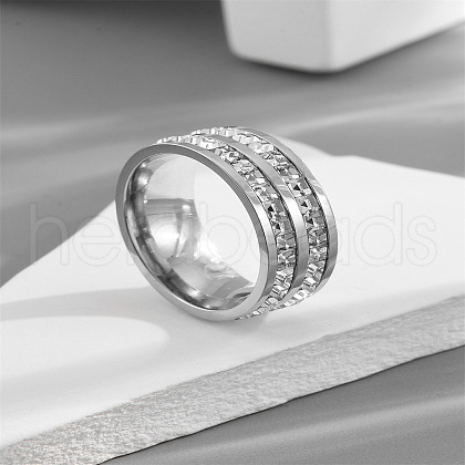 304 Stainless Steel Crystal Rhinestone Finger Rings FS-WG432ED-17-1