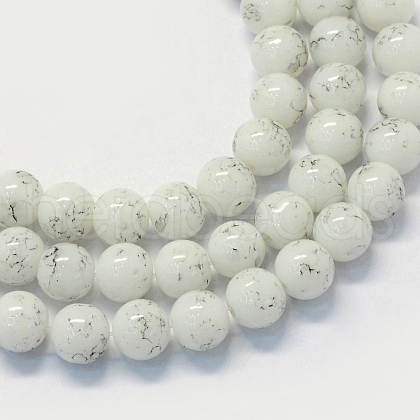 Baking Painted Glass Round Bead Strands DGLA-Q019-6mm-41-1