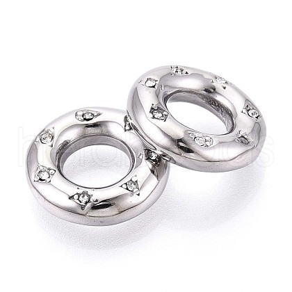 304 Stainless Steel Rhinestone Linking Rings STAS-T064-77P-1