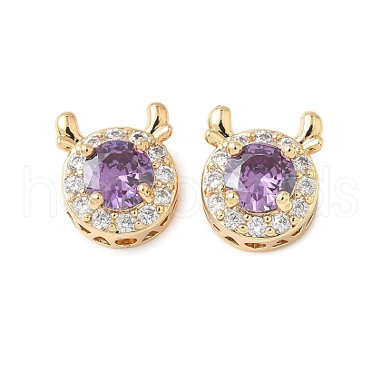 Brass Micro Pave Cubic Zirconia Beads KK-G531-01G-04-1