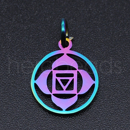 Chakra Theme Ion Plating(IP) 201 Stainless Steel Charms STAS-T054-JN403Q-6-1