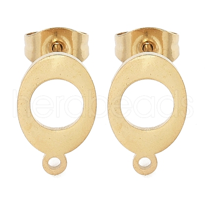 Oval Ion Plating(IP) 304 Stainless Steel Stud Earring Findings STAS-I206-122G-1