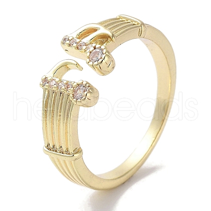 Brass Micro Pave Cubic Zirconia Cuff Rings RJEW-G310-10G-1