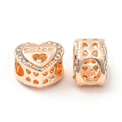 Rack Plating Alloy Rhinestone European Beads PALLOY-P289-30RG-1