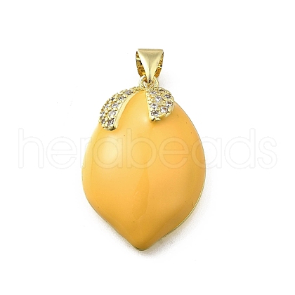 Brass Micro Pave Cubic Zirconia with Enamel Pendants KK-Q066-20G-1