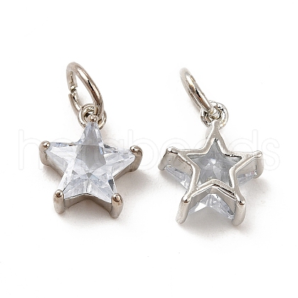 Rack Plating Brass Clear Cubic Zirconia Pendants KK-E081-03P-1