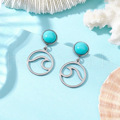 304 Stainless Steel Dangle Stud Earrings EJEW-JE06302-01-1