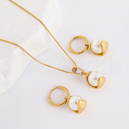 Stainless Steel Pendant Necklaces & Hoop Earrings Sets NW9605-3-1