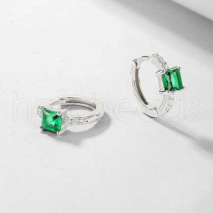 Anti-Tarnish Rhodium Plated Platinum 925 Sterling Silver Hoop Earrings OB9176-2-1