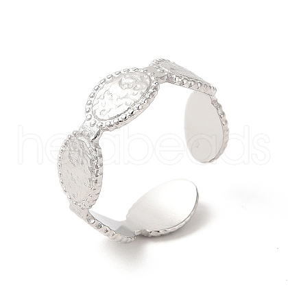 Non-Tarnish 304 Stainless Steel Oval Open Cuff Ring for Women RJEW-E063-30P-1