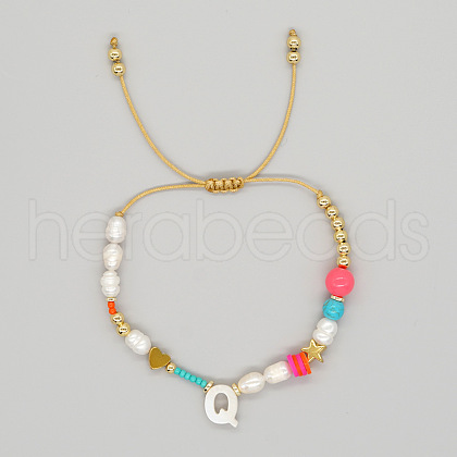 Bohemian Style Shell Letter Bead Braided Bead Bracelets for Women WG07C1E-17-1