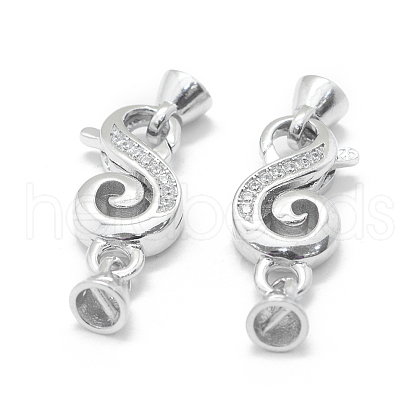 Anti-Tarnish Rhodium Plated 925 Sterling Silver Fold Over Clasps STER-L055-064P-1