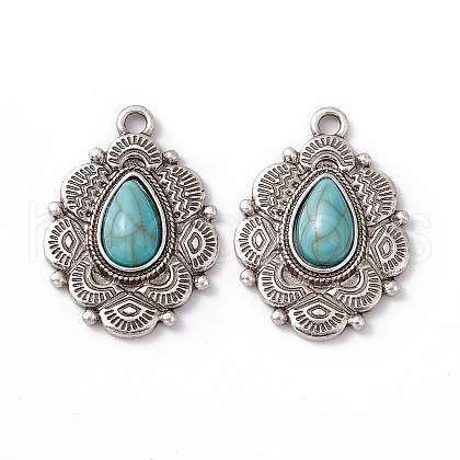 Synthetic Turquoise Pendants PALLOY-D013-01AS-1