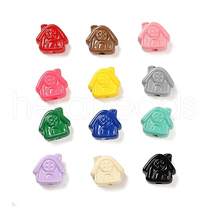 Opaque Spray Painted Acrylic Beads OACR-P020-04-1