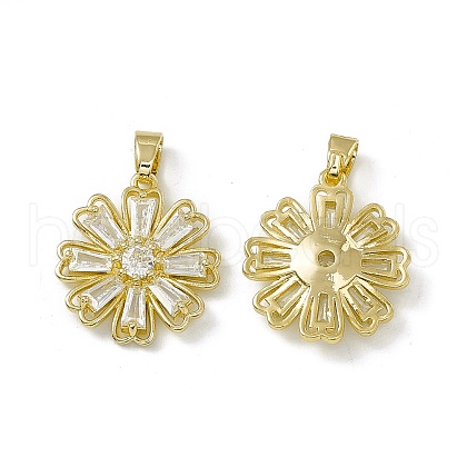 Rack Plating Brass Cubic Zirconia Pendants ZIRC-F130-04G-1