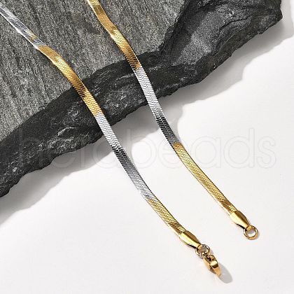 Stainless Steel Flat Snake Chain Necklaces for Men Women NJEW-G160-04GP-01-1