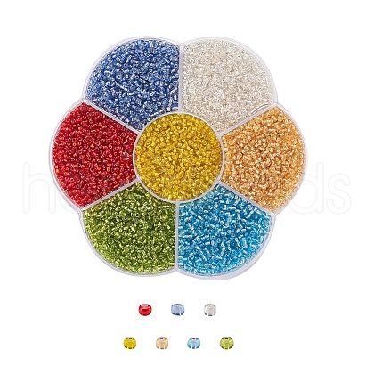 7 Colors Glass Round Seed Beads SEED-YW0001-24A-01-1
