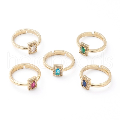 Mother's Day Rings Adjustable Brass Micro Pave Cubic Zirconia Finger Rings RJEW-Z006-F-1