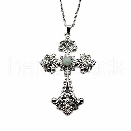 Vintage sparkling Alloy Rhinestone Cross Pendants Necklaces for Women IL0019-11-1