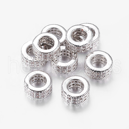 Brass Cubic Zirconia European Beads ZIRC-F001-103P-1