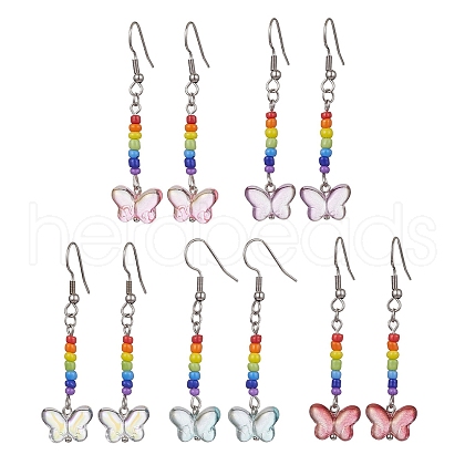 Glass Butterfly Dangle Earrings EJEW-JE05589-1