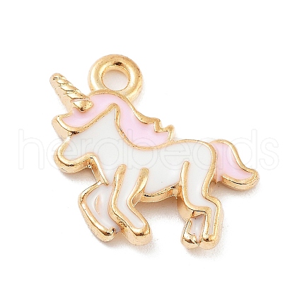 Light Gold Plated Alloy Enamel Pendants ENAM-M219-08KCG-01-1