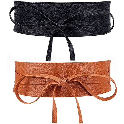 CRASPIRE 2Pcs 2 Colors Imitation Leather Wrap Around Waist Bands AJEW-CP0008-08B-1