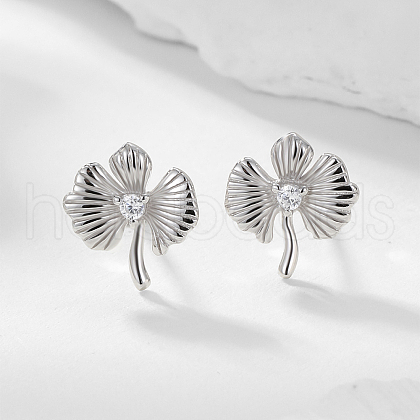 Elegant Leaf S925 Sterling Silver Stud Earrings TL3203-2-1