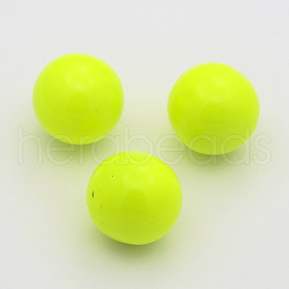 No Hole Spray Painted Fluorescence Brass Round Ball Beads Fit Cage Pendants KKB-J004-02-1
