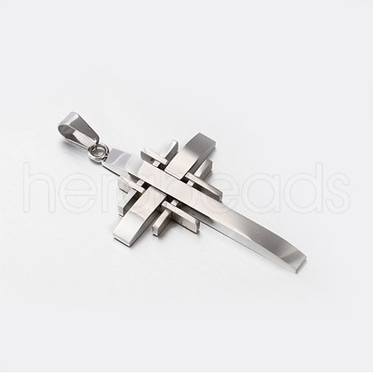 304 Stainless Steel Cross Pendants STAS-M185-55P-1