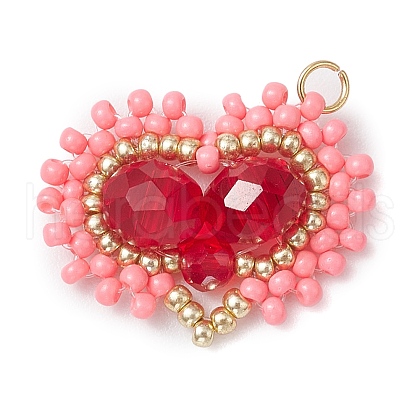 Glass Seed Beaded Pendants PALLOY-MZ00388-02-1