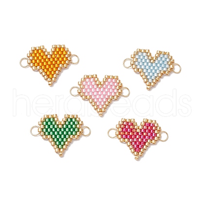 MIYUKI Delica Glass Seed Beaded Heart Links PALLOY-MZ00702-02-1