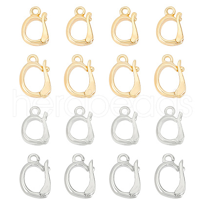 BENECREAT 24Pcs 4 Styles Rack Plating Brass Fold Over Clasps KK-BC0012-80-1