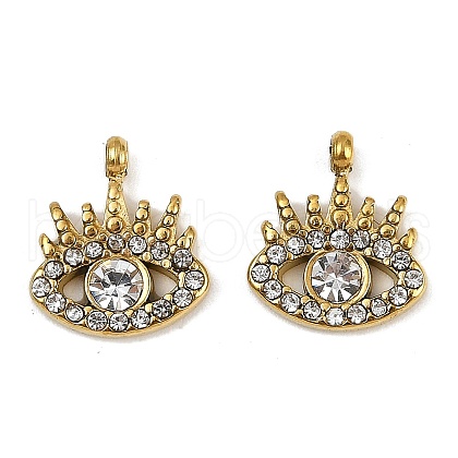 304 Stainless Steel Micro Pave Cubic Zirconia Charms STAS-K302-01B-G-1