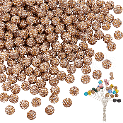   200Pcs Pave Disco Ball Beads RB-PH0001-41I-1