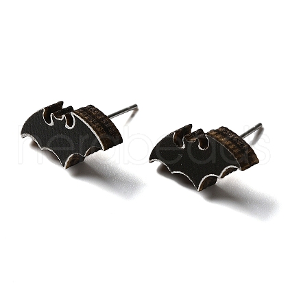 Wood Stud Earrings EJEW-Z054-02P-1