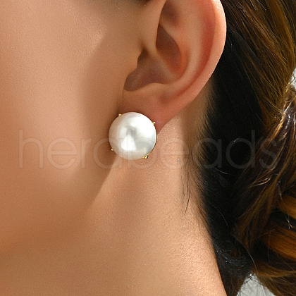 Fashionable Brass Half Round Stud Earrings OO2470-1